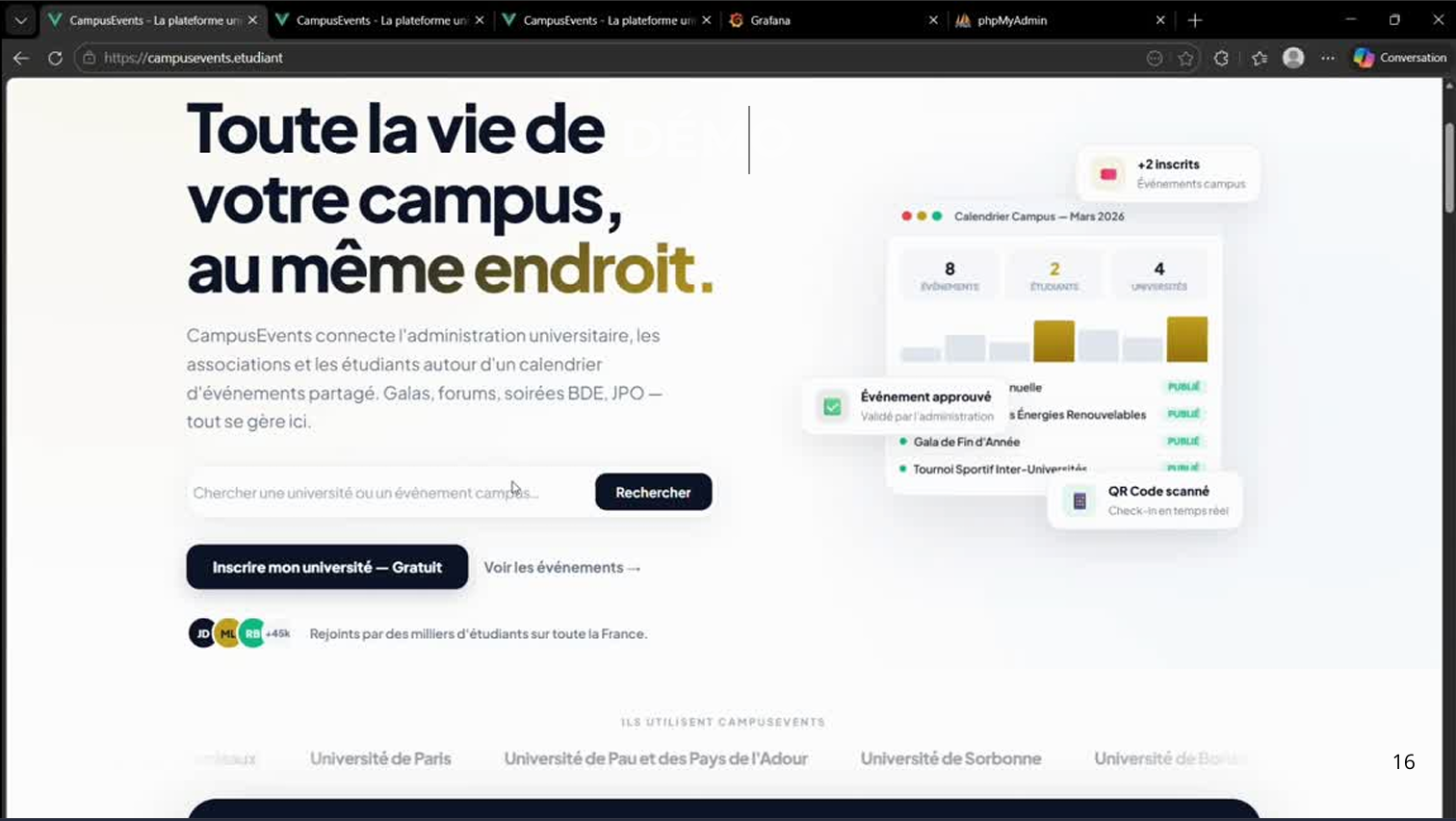 Capture d’écran Campus Events